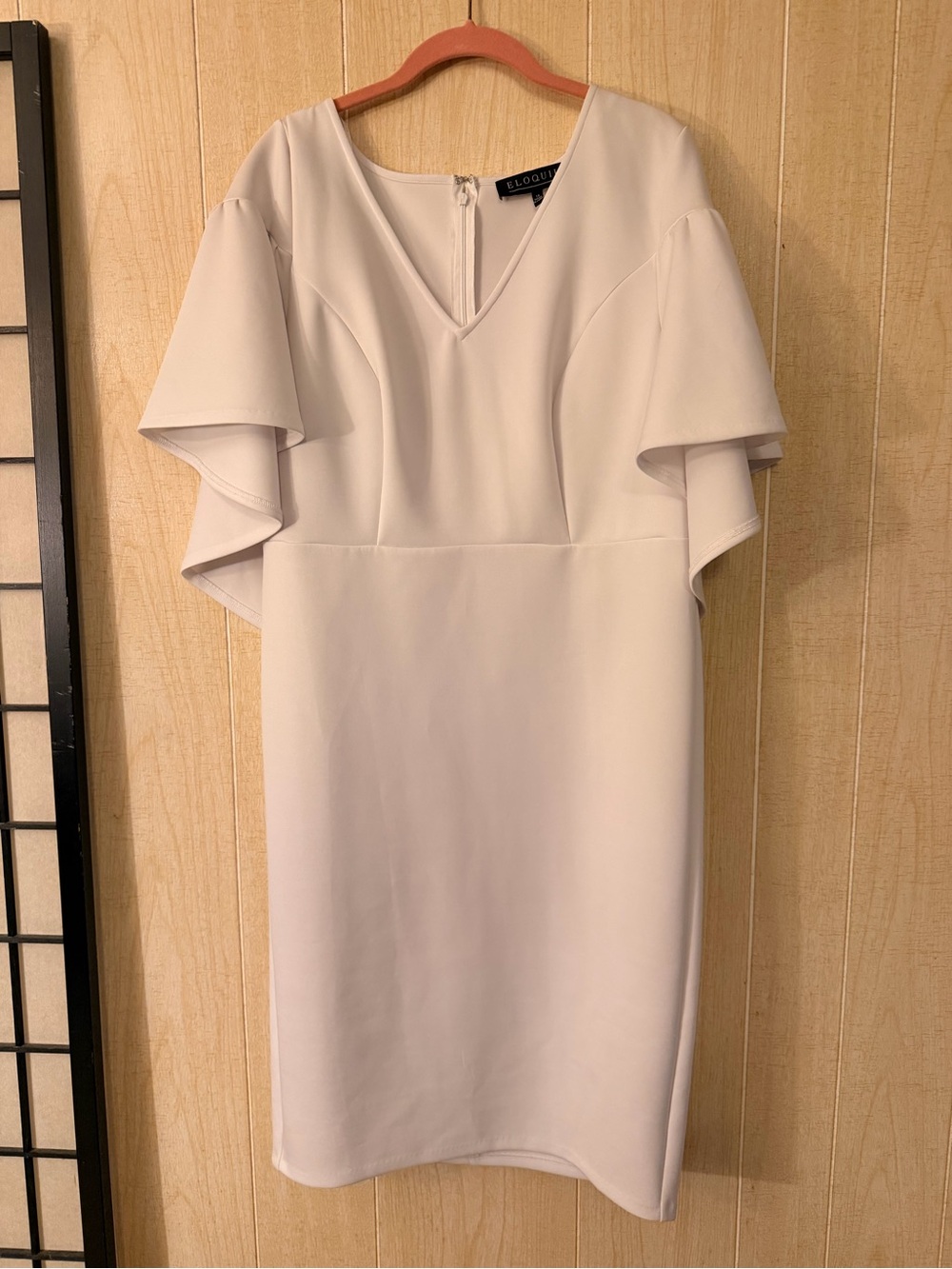 Eloquii white V-Neck Flutter Sleeve Midi Dress